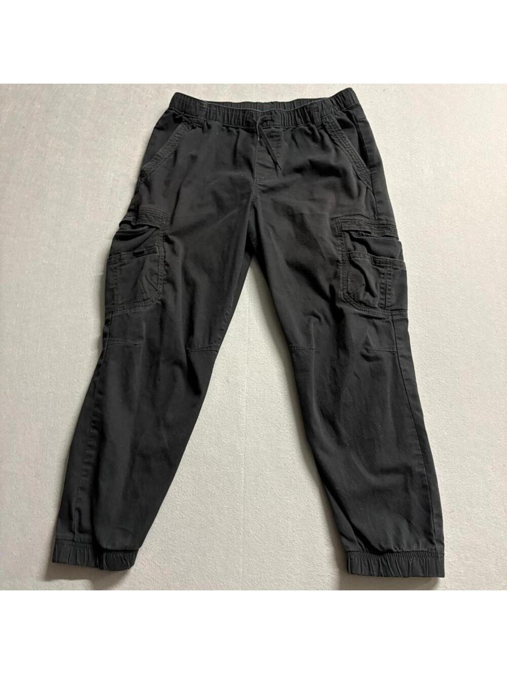 Wrangler Cargo Jogger Pants Boys Size 16 Husky Black Elastic Waist Stretch